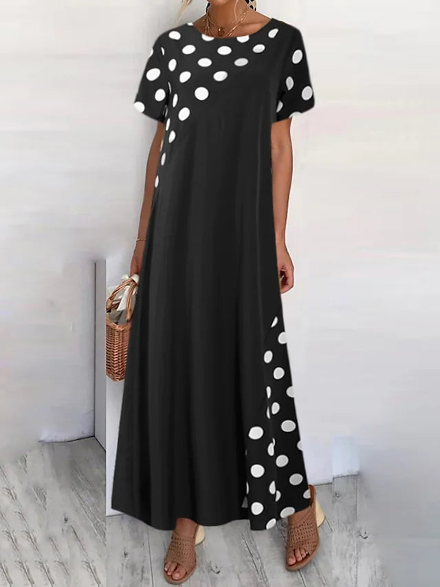 Polka Dot Wrap rövid ujjú Maxi ruha