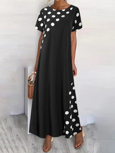 Polka Dot Wrap rövid ujjú Maxi ruha